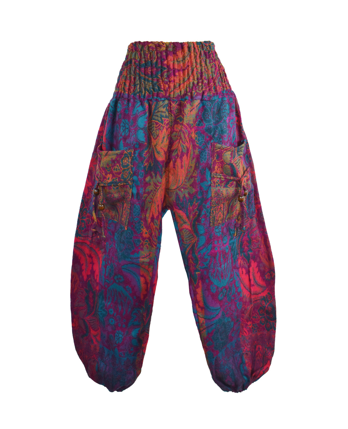 Floral Acrylic Fleece Harem Trousers