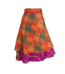 Knee Length Sari Silk Wrap Skirt 62"