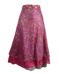 Tea Calf Length Sari Silk Wrap Skirt 58"