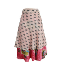 Knee Length Sari Silk Wrap Skirt 62"