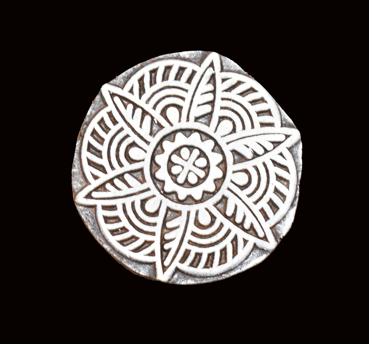 Indian Wood Printing Block - Flower (5.5cm)