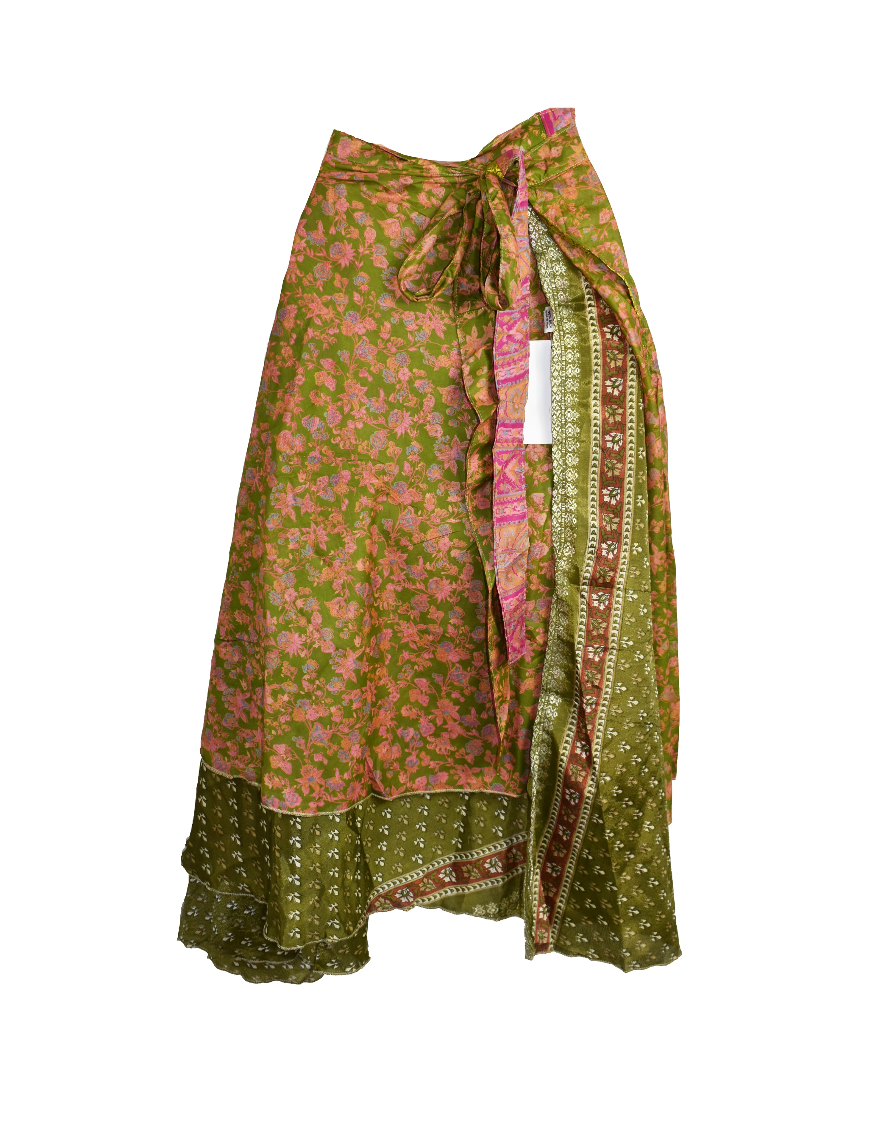 Tea Calf Length Sari Silk Wrap Skirt 56"