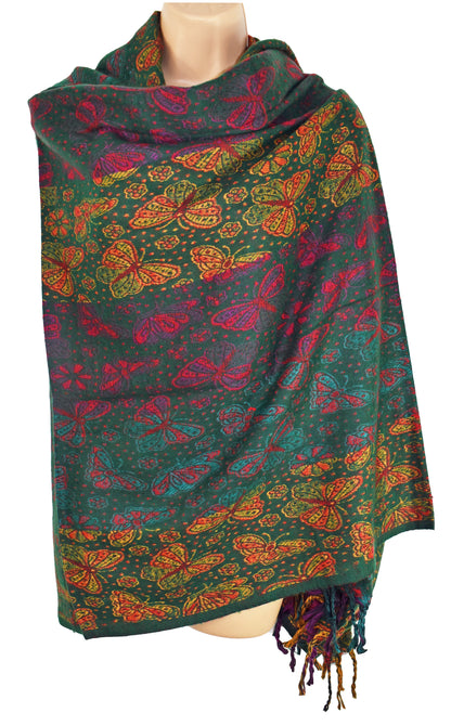Butterfly Pattern Fleece Blanket Shawl