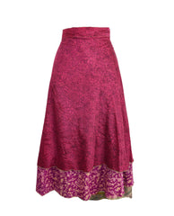 Tea Calf Length Sari Silk Wrap Skirt 58"
