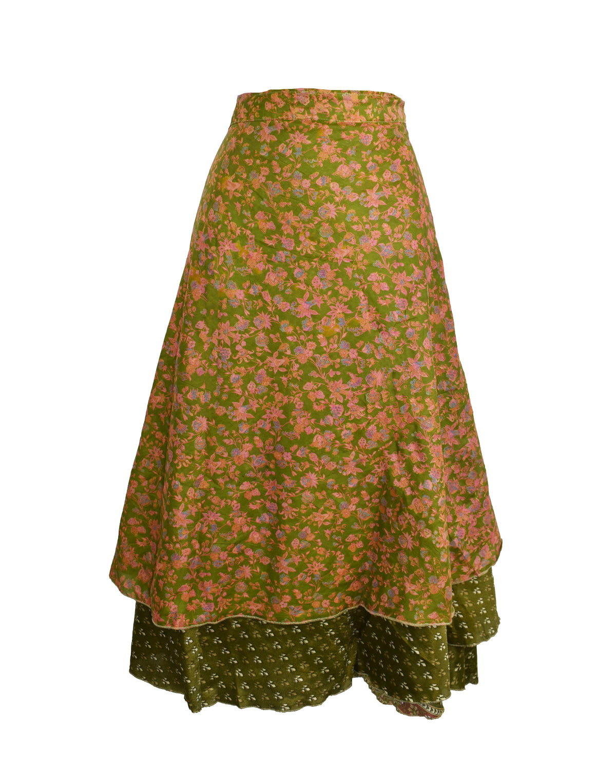 Tea Calf Length Sari Silk Wrap Skirt 56"