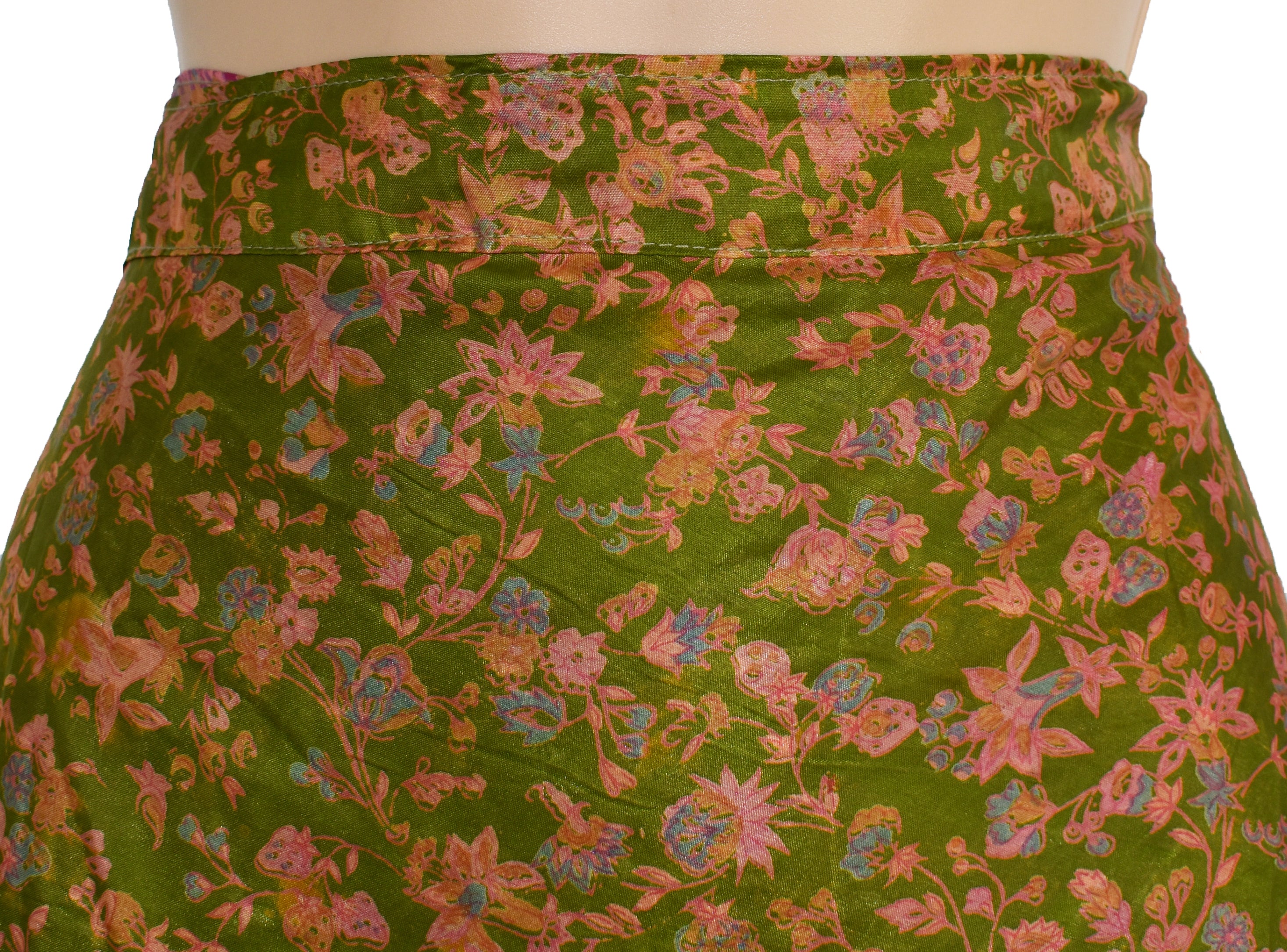 Tea Calf Length Sari Silk Wrap Skirt 56"