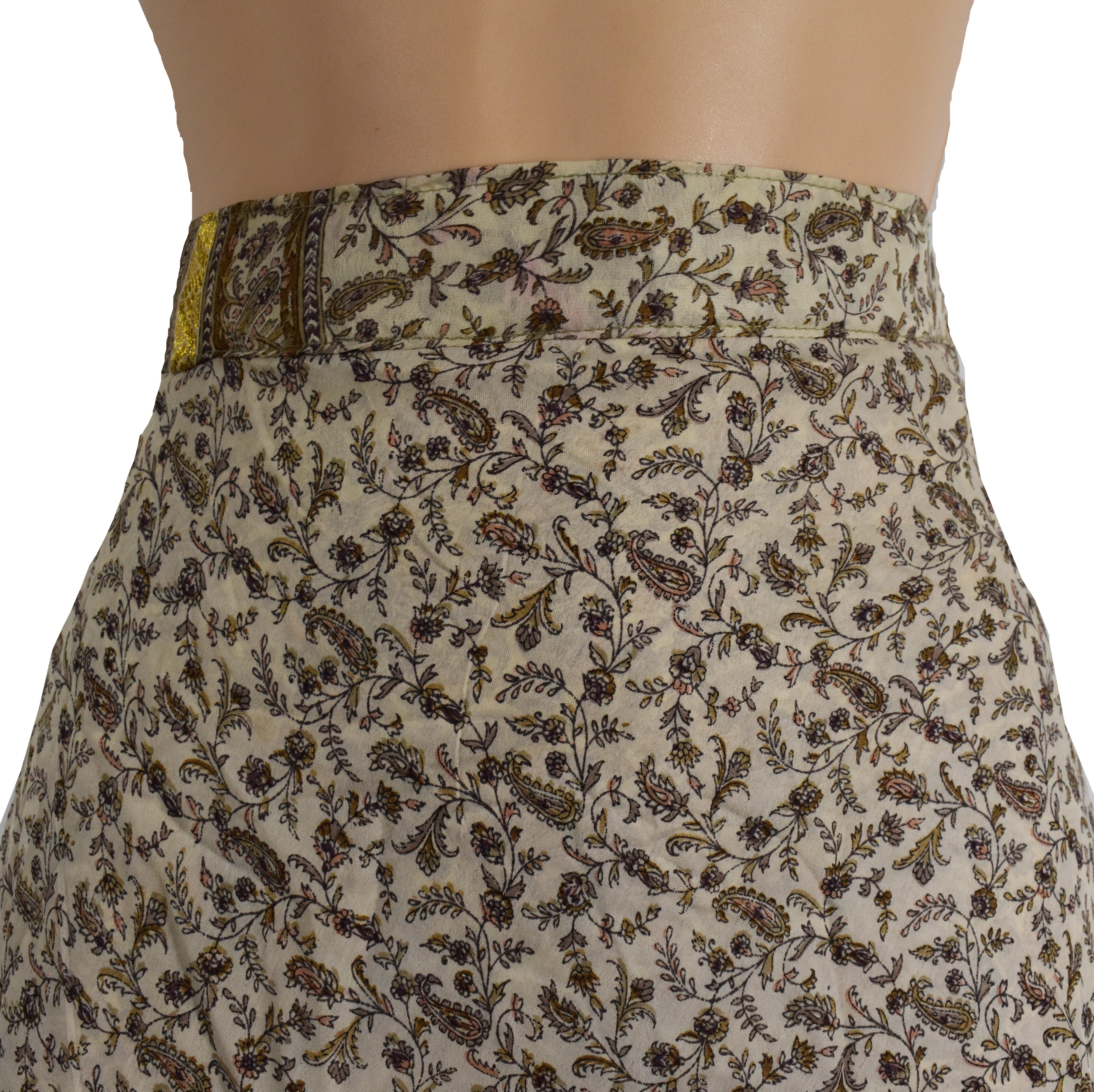 Tea Calf Length Sari Silk Wrap Skirt 58"