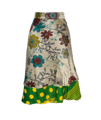 Knee Length Sari Silk Wrap Skirt 62"