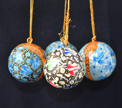 Set of 4 Small Fair Trade Hand-Painted Christmas Baubles