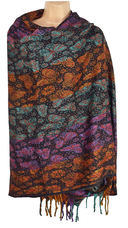 Butterfly Pattern Fleece Blanket Shawl