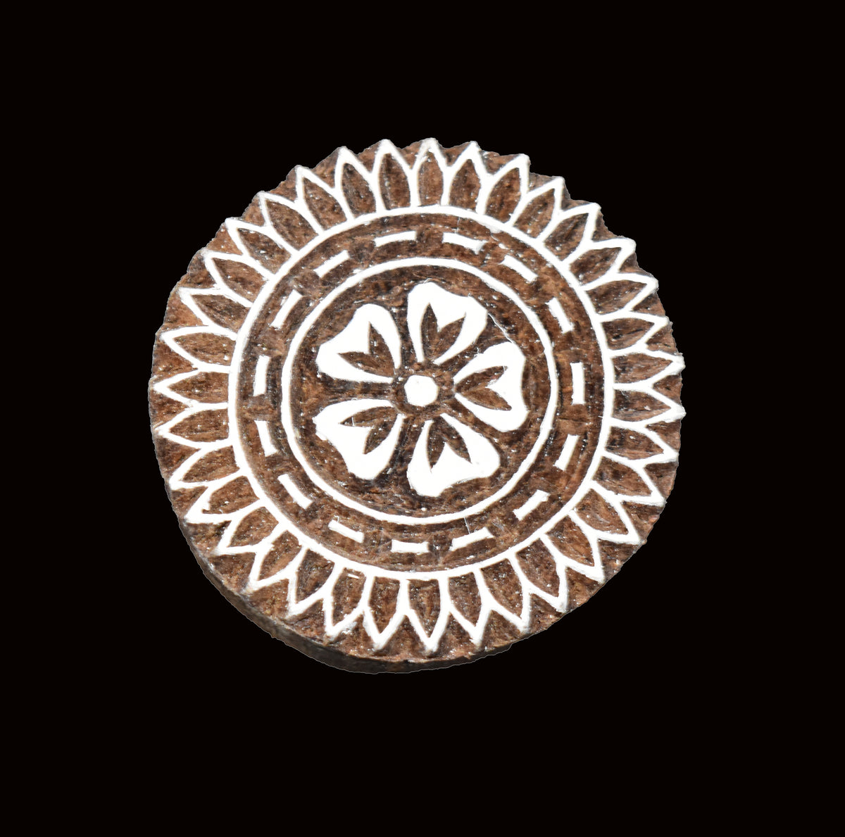 Indian Wood Printing Block - Flower (5.5cm)