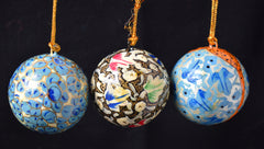 Set of 4 Small Fair Trade Hand-Painted Christmas Baubles