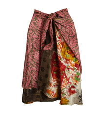 Knee Length Sari Silk Wrap Skirt 48"
