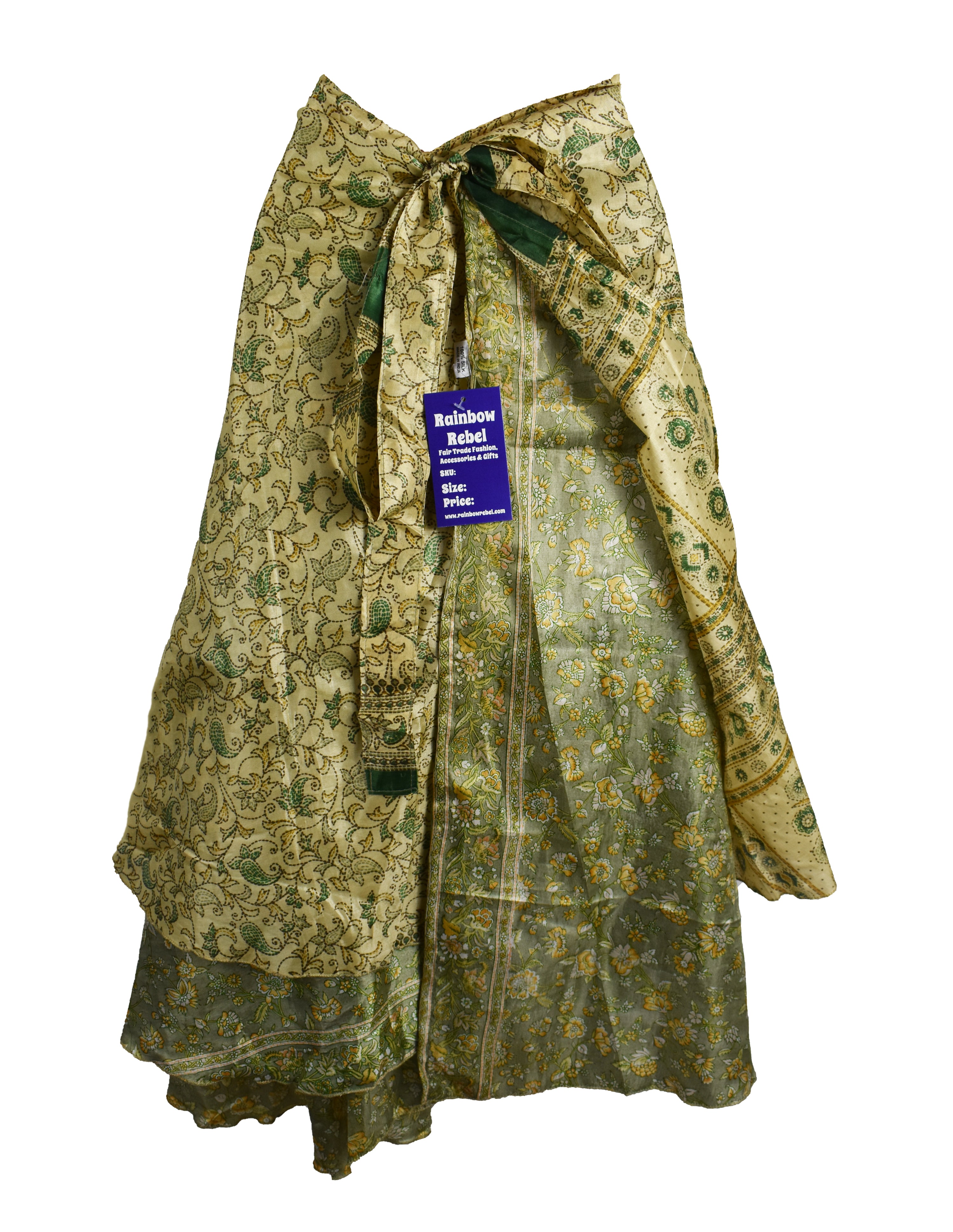 Tea Calf Length Sari Silk Wrap Skirt 60"