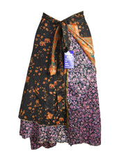Tea Calf Length Sari Silk Wrap Skirt 58"