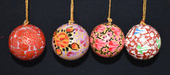 Set of 4 Small Fair Trade Hand-Painted Christmas Baubles