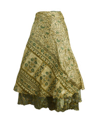 Tea Calf Length Sari Silk Wrap Skirt 60"
