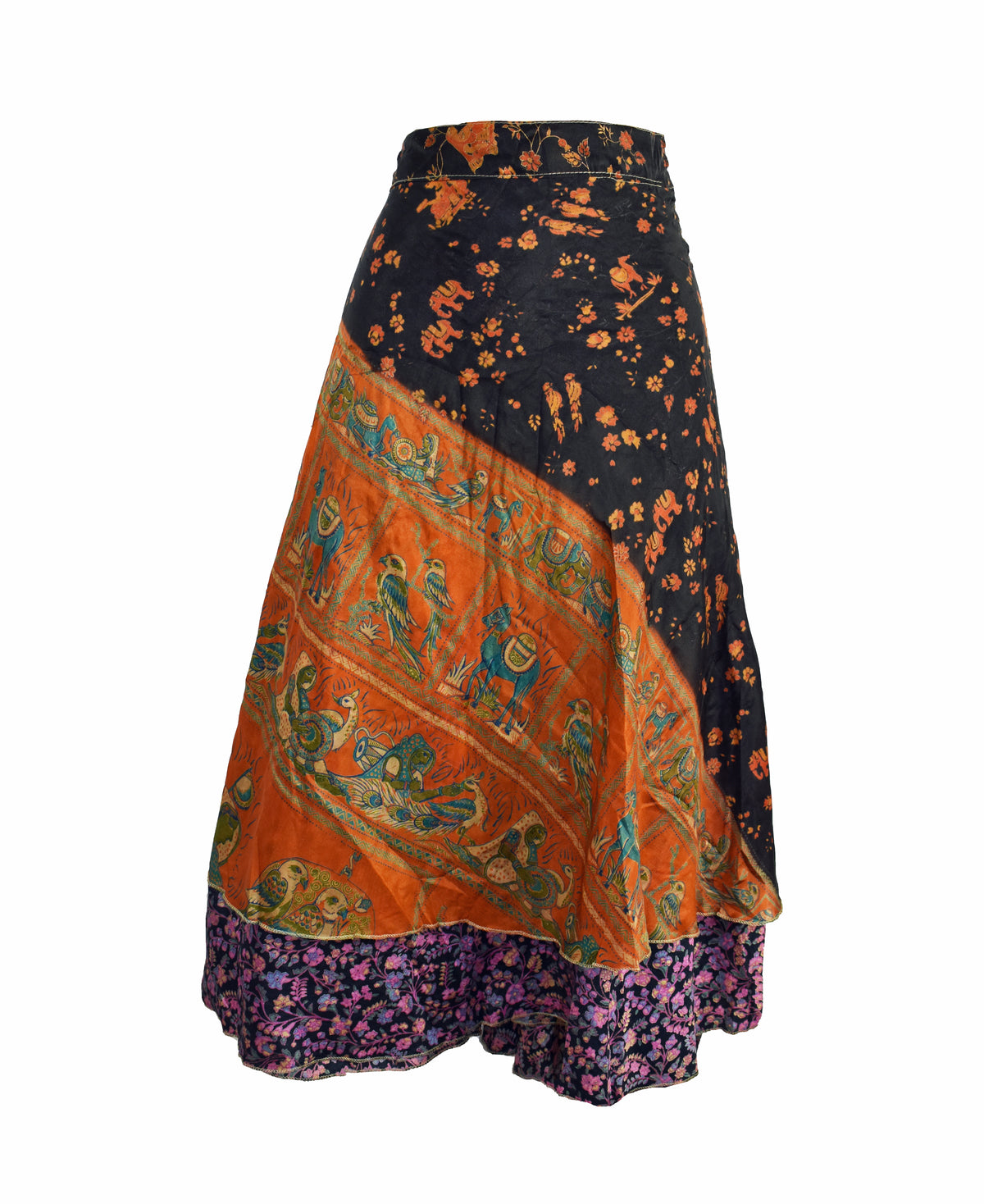 Tea Calf Length Sari Silk Wrap Skirt 58"