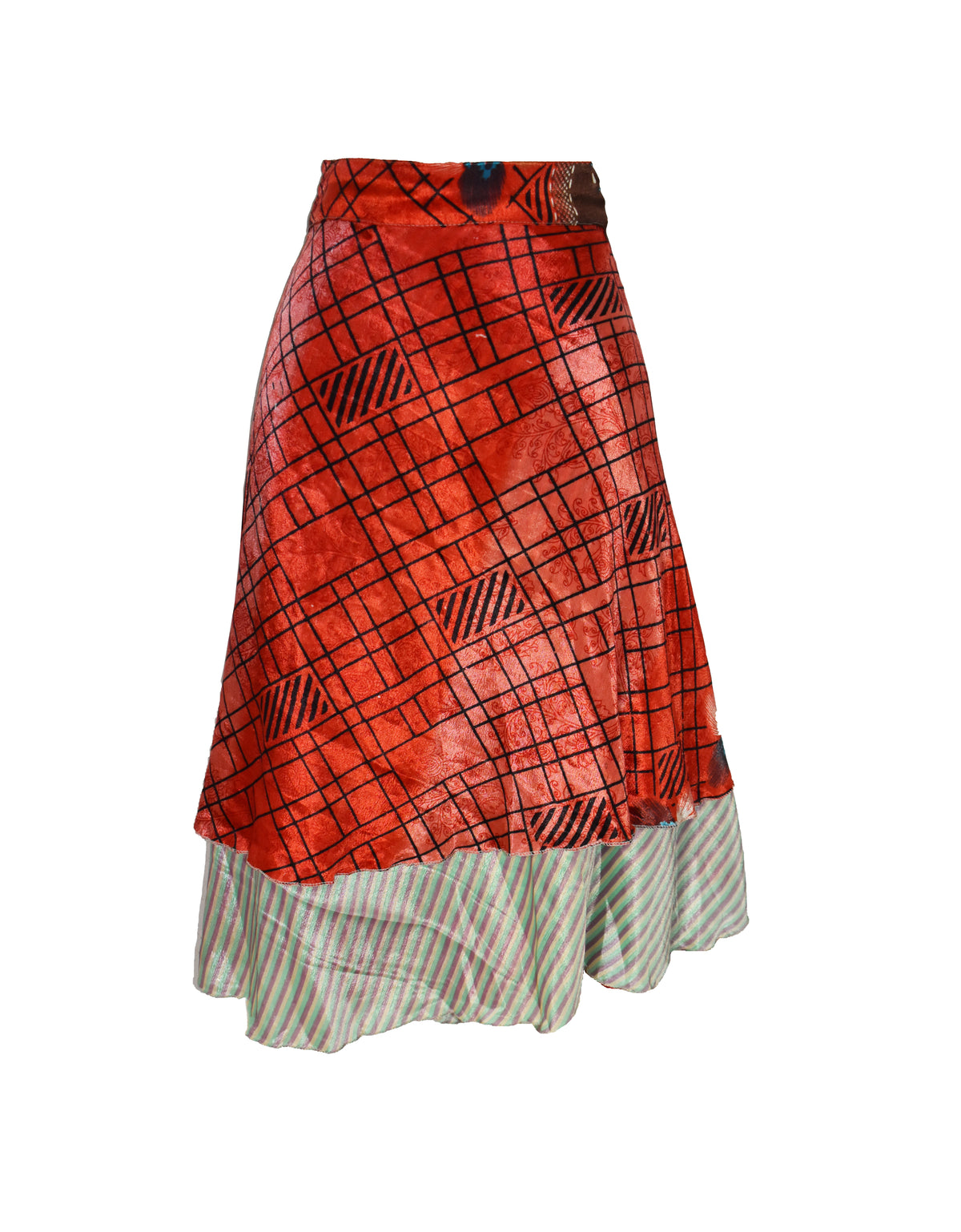 Knee Length Sari Silk Wrap Skirt 62"