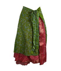 Tea Calf Length Sari Silk Wrap Skirt 56"