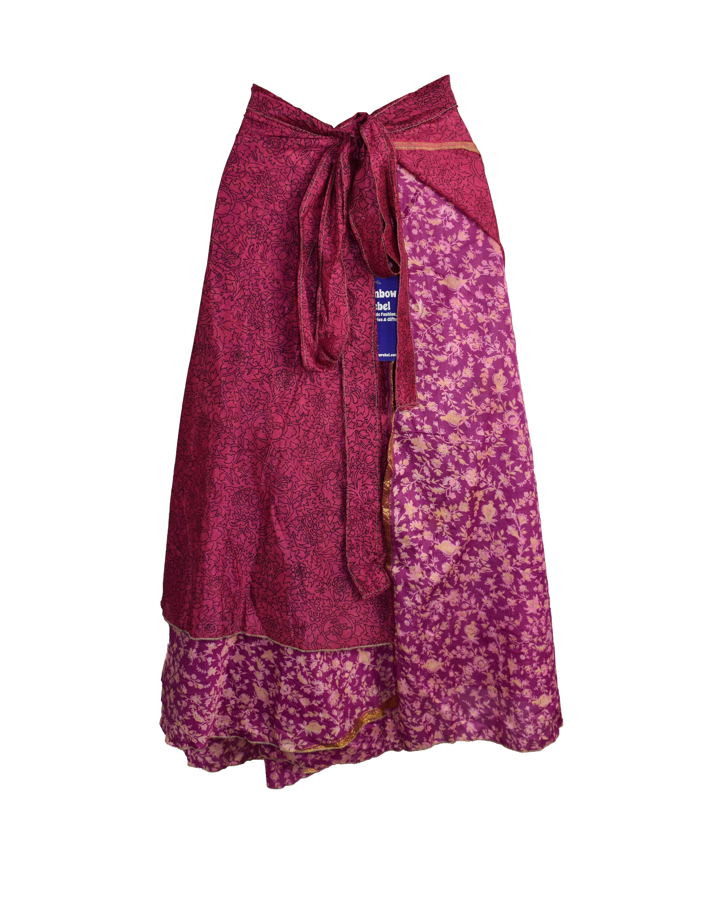 Tea Calf Length Sari Silk Wrap Skirt 58"