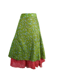 Tea Calf Length Sari Silk Wrap Skirt 56"