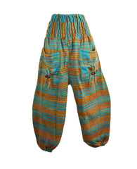 Striped Acrylic Fleece Harem Trousers