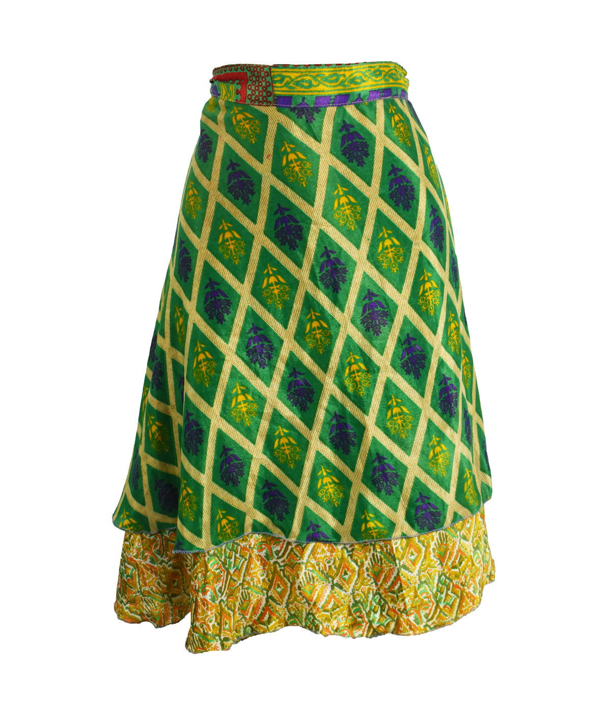 Knee Length Sari Silk Wrap Skirt 48"