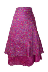 Tea Calf Length Sari Silk Wrap Skirt 58"