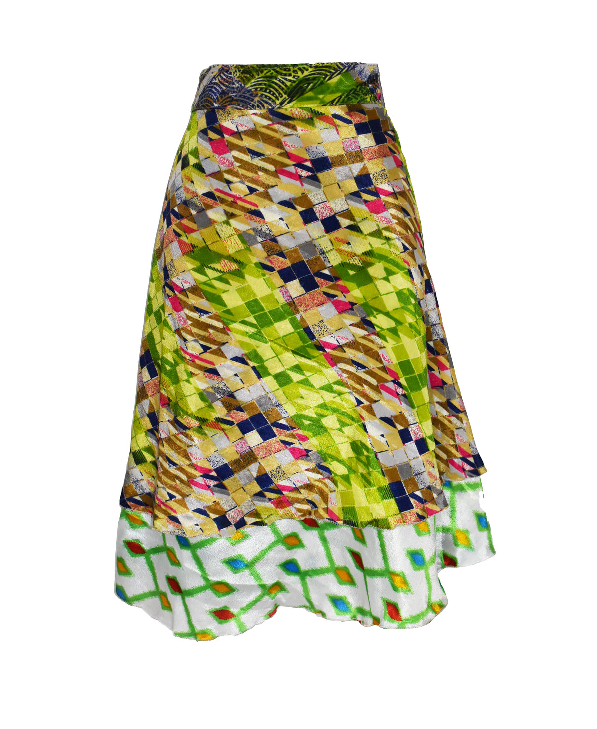 Knee Length Sari Silk Wrap Skirt 62"