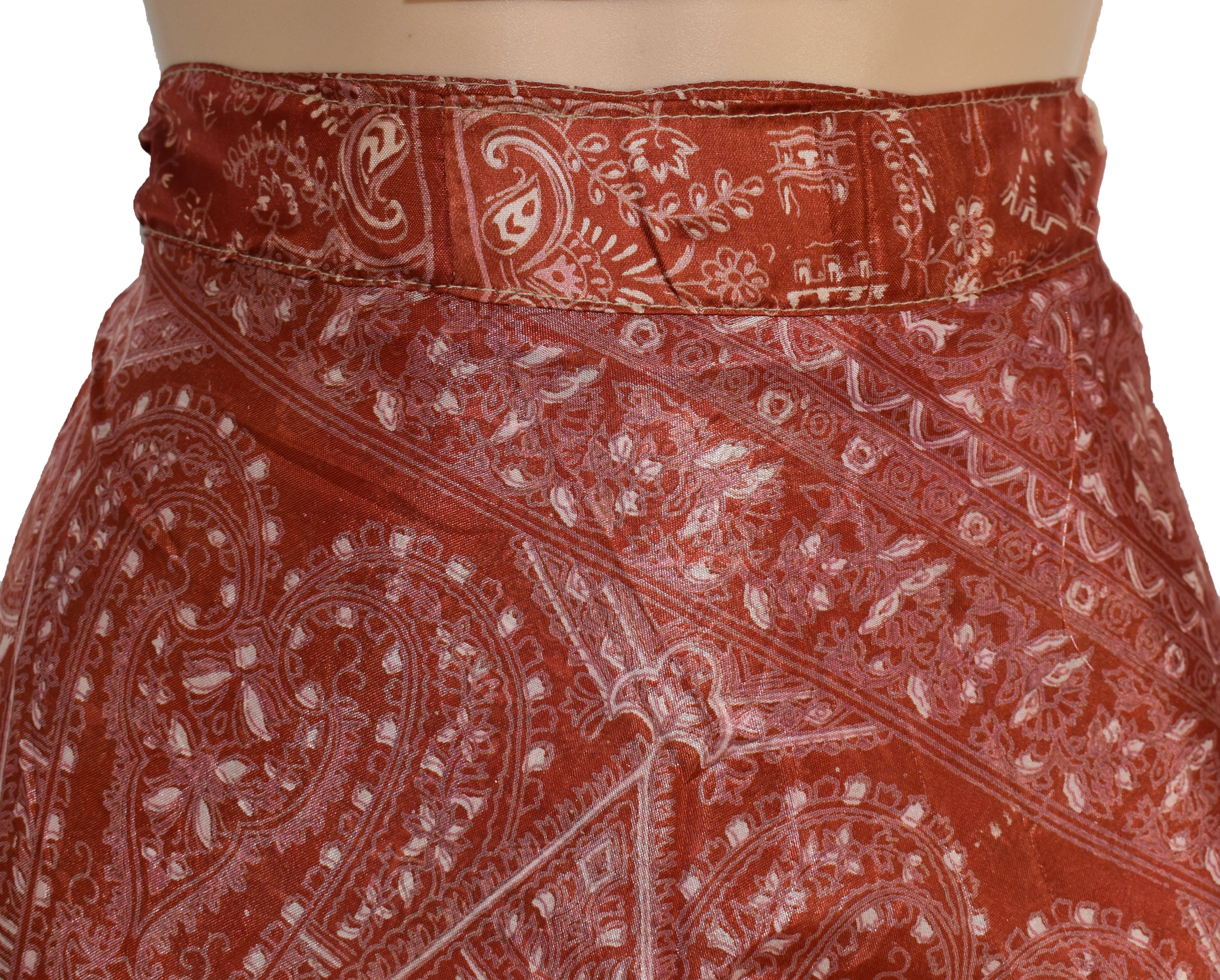 Tea Calf Length Sari Silk Wrap Skirt 70"