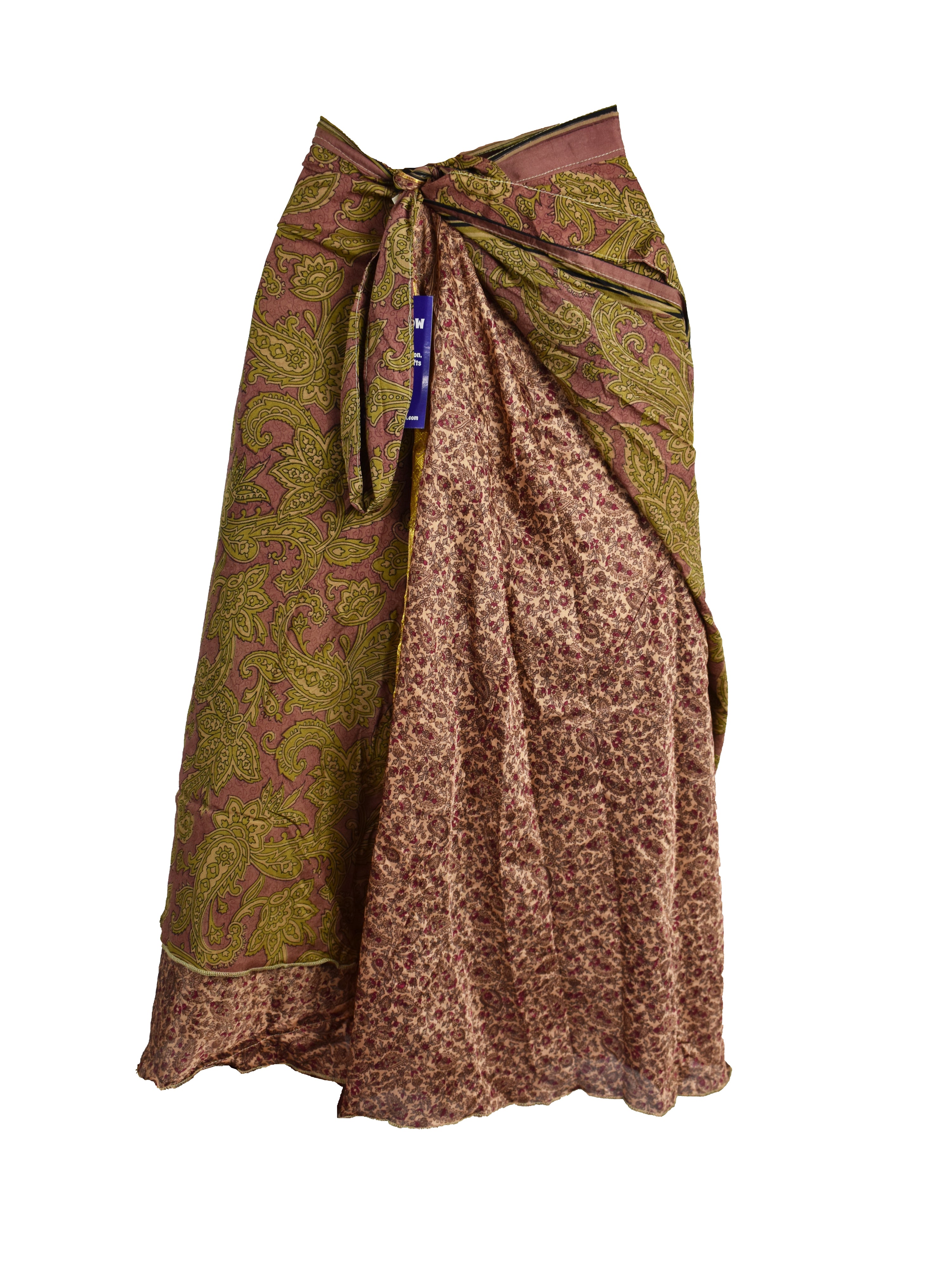 Tea Calf Length Sari Silk Wrap Skirt 66"