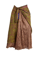 Tea Calf Length Sari Silk Wrap Skirt 66"