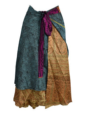 Tea Calf Length Sari Silk Wrap Skirt 58"