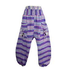 Striped Acrylic Fleece Harem Trousers