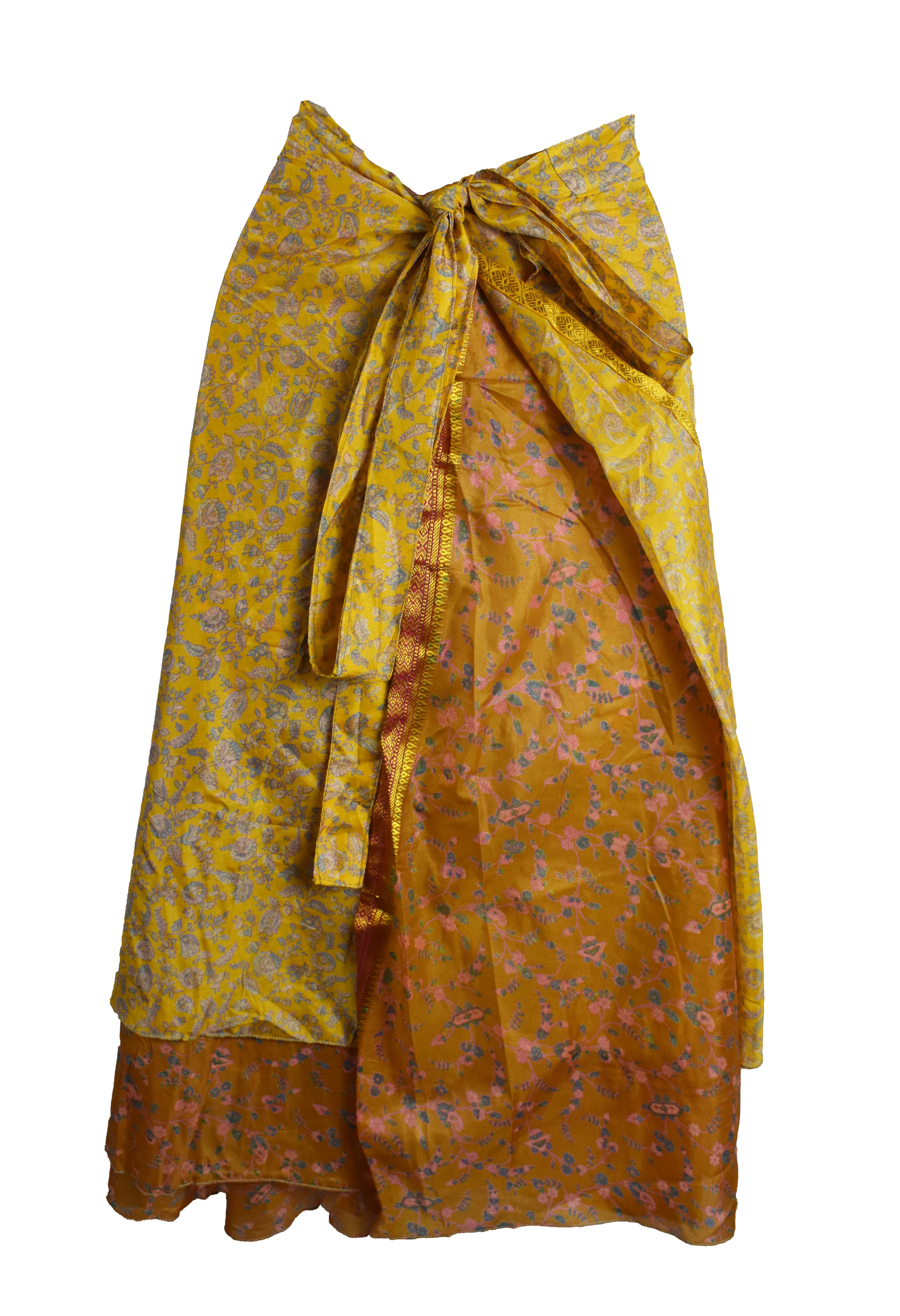 Tea Calf Length Sari Silk Wrap Skirt 58"
