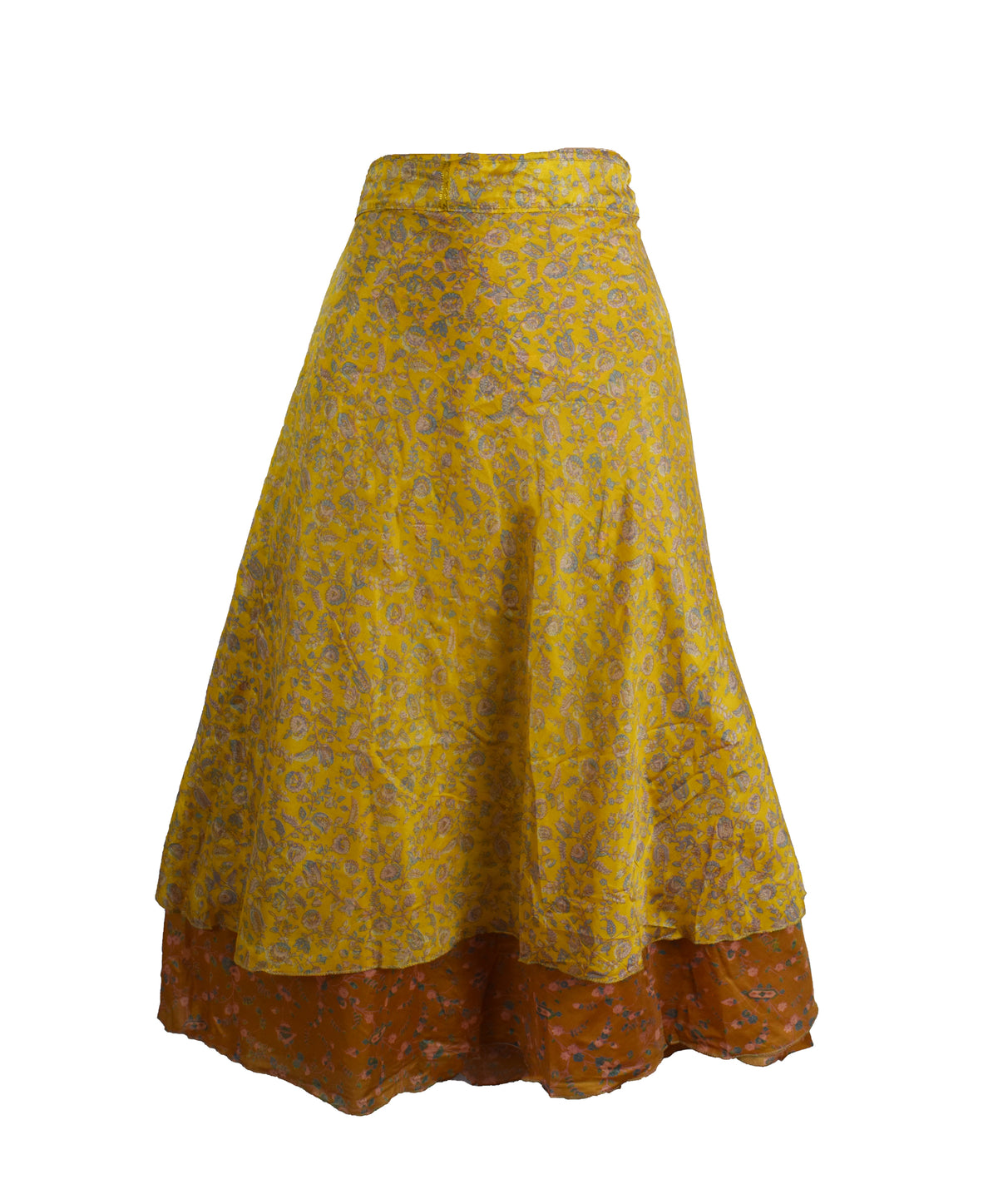 Tea Calf Length Sari Silk Wrap Skirt 58"