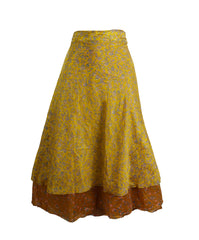Tea Calf Length Sari Silk Wrap Skirt 58"