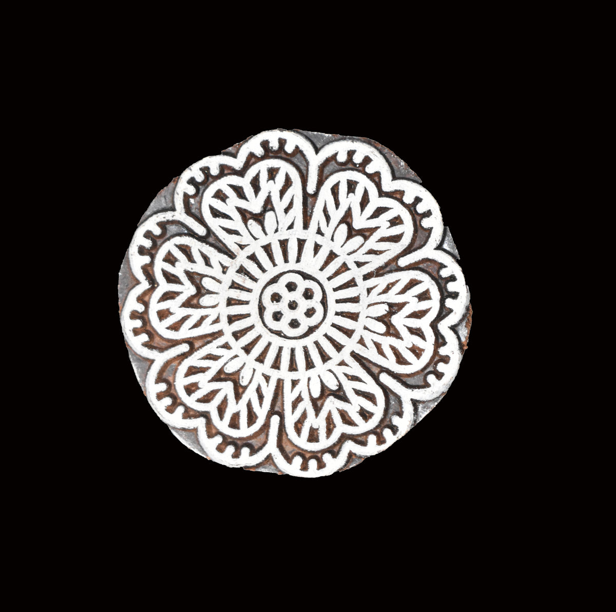 Indian Wood Printing Block - Flower (5.5cm)