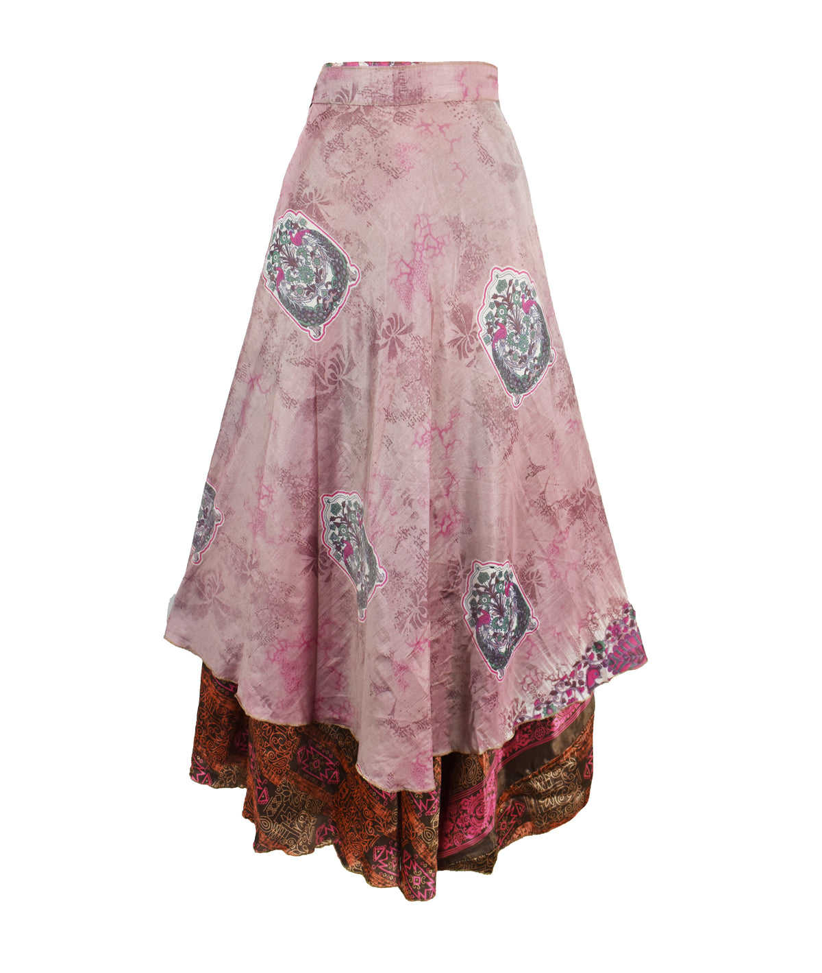 Long Sari Silk Wrap Skirt S 44"