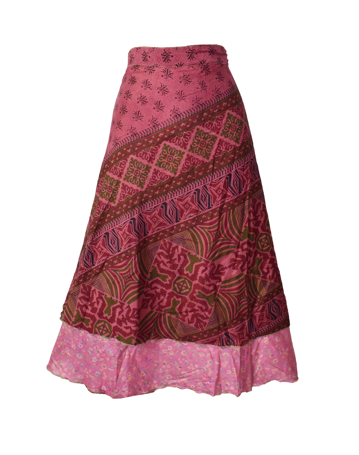 Tea Calf Length Sari Silk Wrap Skirt 68"