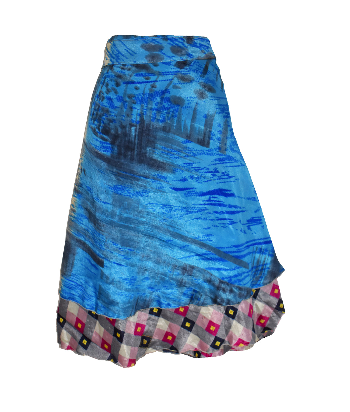 Knee Length Sari Silk Wrap Skirt 62"