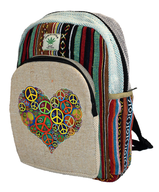 Heart CND Peace Printed Cotton Back Pack