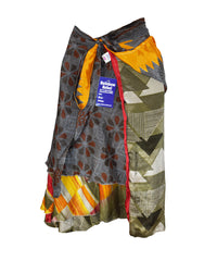Tea Calf Length Sari Silk Wrap Skirt 72"