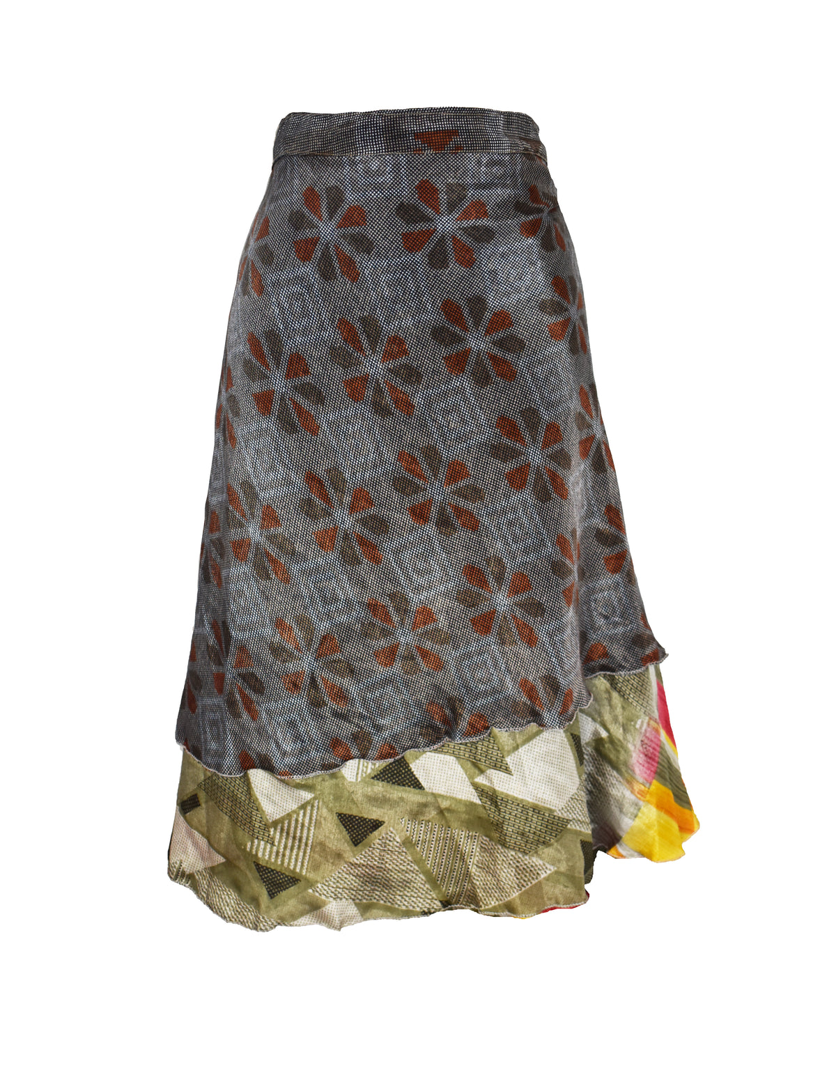 Tea Calf Length Sari Silk Wrap Skirt 72"