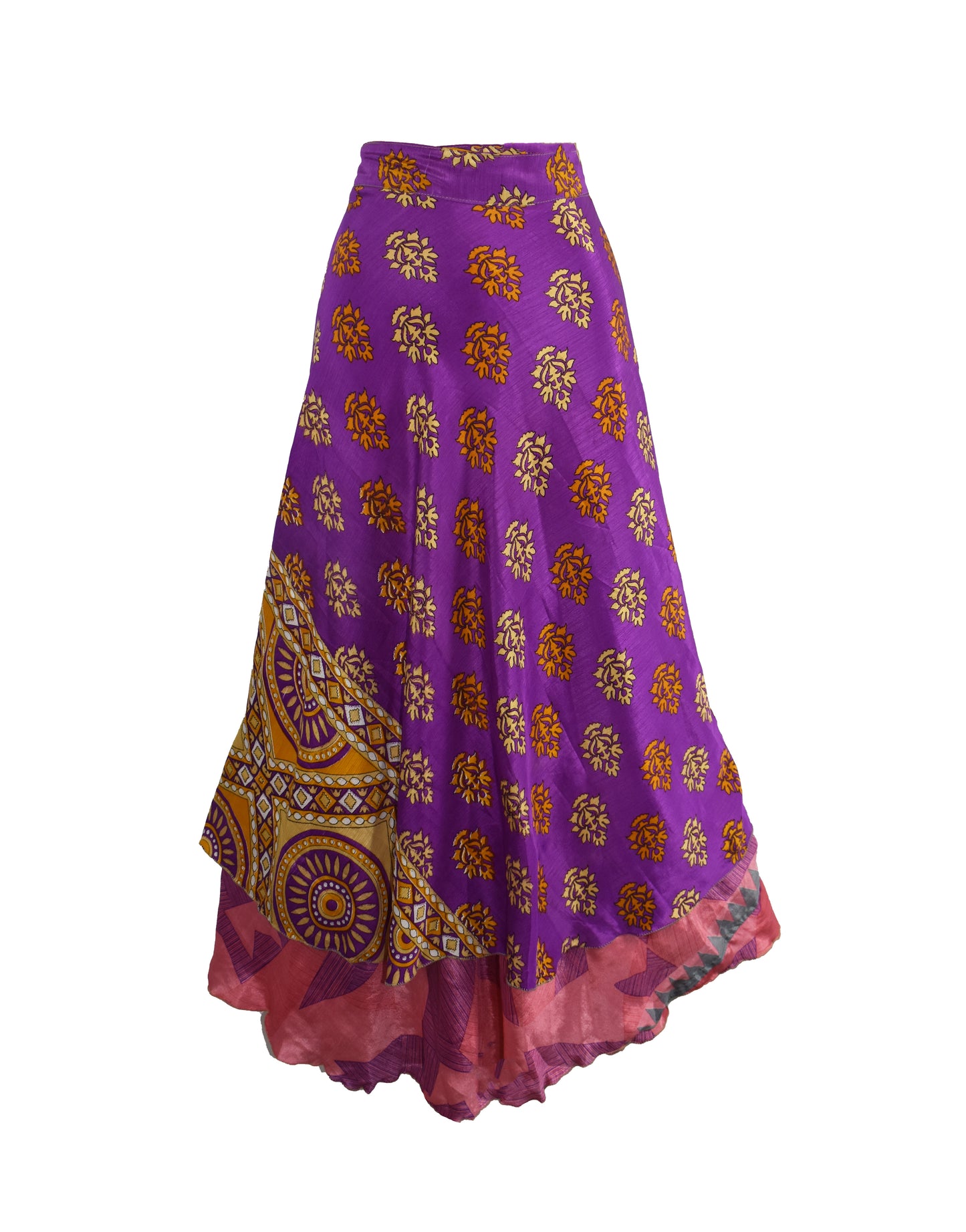 Sari Silk Wrap Skirt M 48"