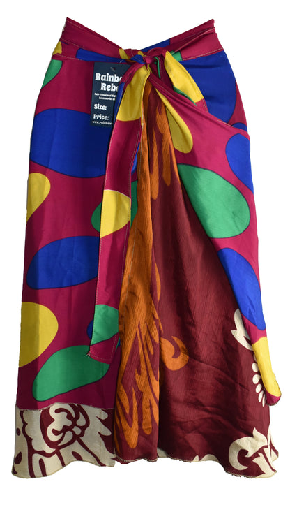 Tea Length Sari Silk Wrap Skirt M 48"