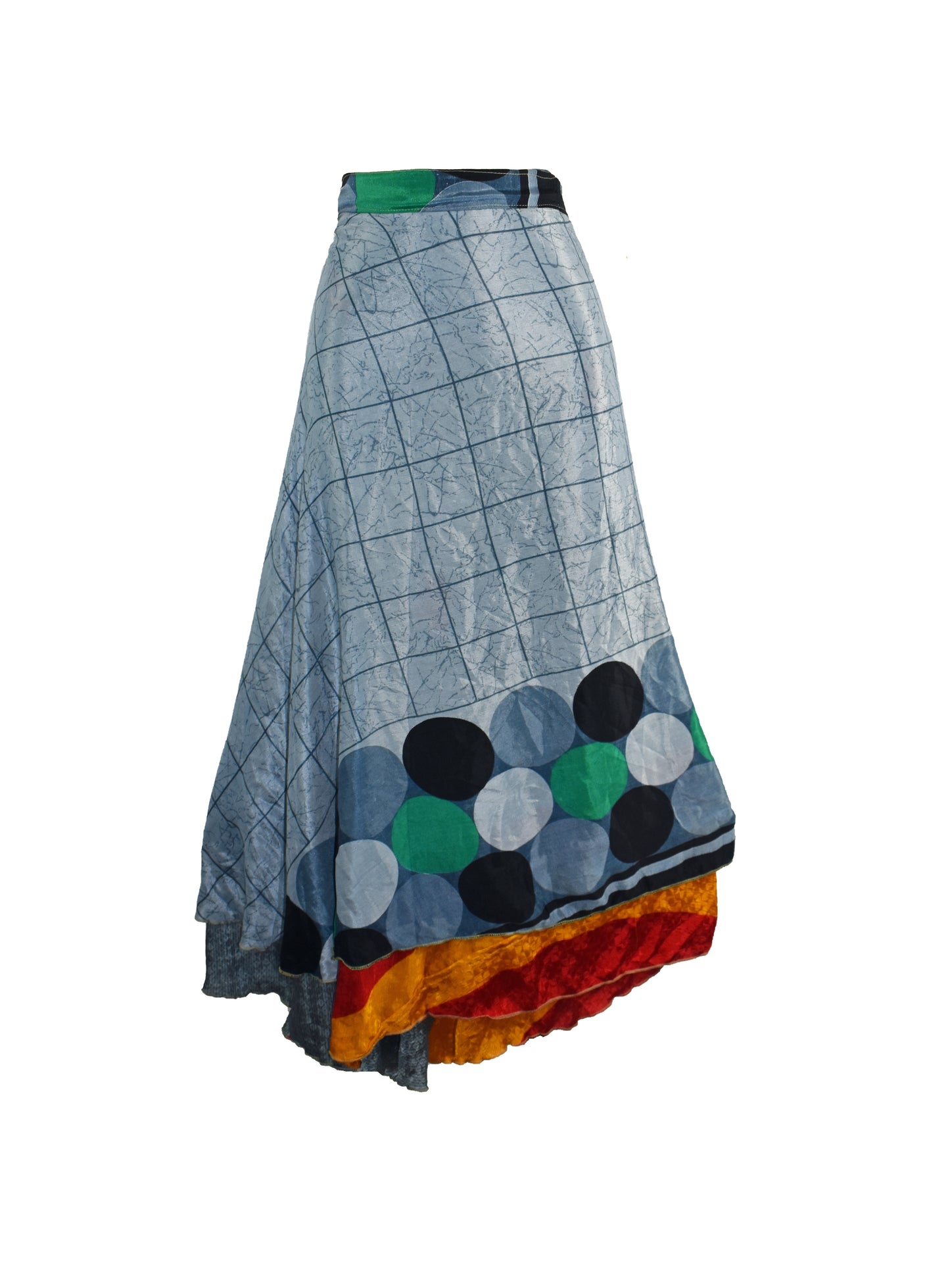 Sari Silk Wrap Skirt M 48"