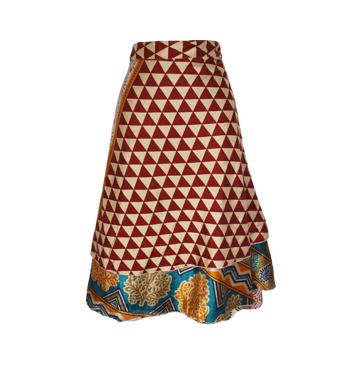 Tea Calf Length Sari Silk Wrap Skirt 72"