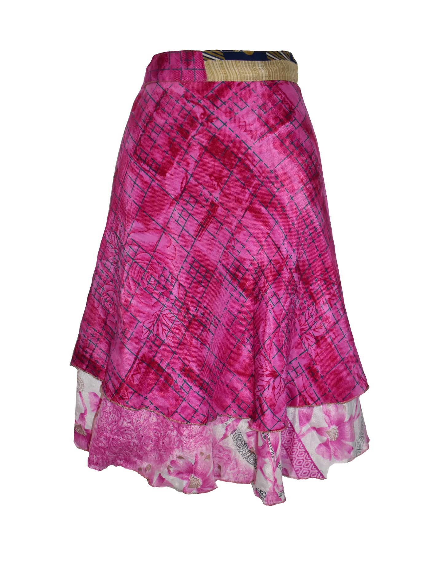 Knee Length Sari Silk Wrap Skirt 48"